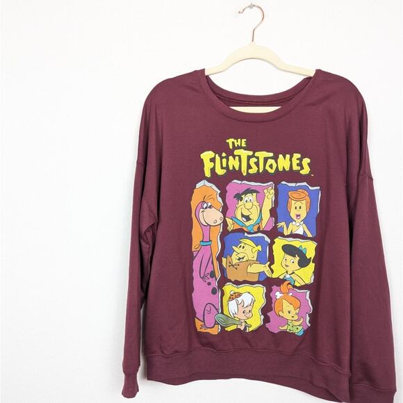 The Flintstones Burgundy Graphic Long Sleeve Sweatshirt Size M - Picture 3 of 5